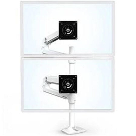 Spark 40 in. LX Dual Stacking Arm Tall Pole Desk Mount for 2 LCD Displays, Bright White SP749824